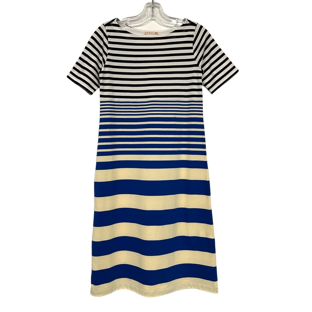 MARNI x Uniqlo midi Tshirt dress XS cotton stripes short sleeve casual Aline